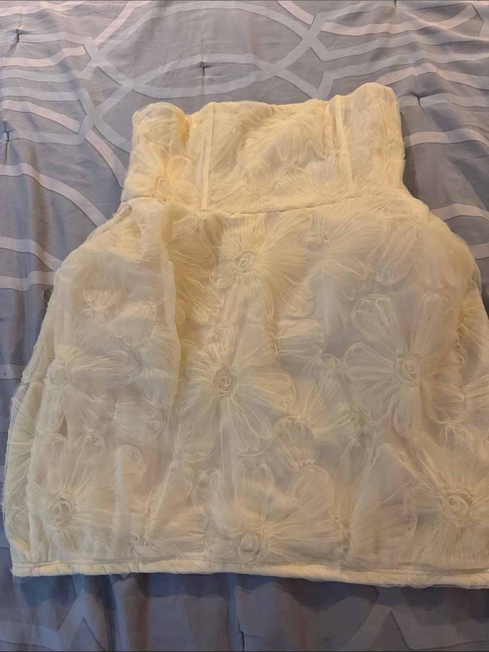 Ivory Floral Strapless Dress Top